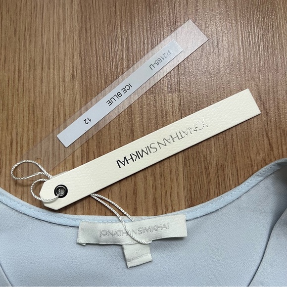 NWT Jonathan Simkhai fringed crepe tank in ice blue - Picture 2 of 5